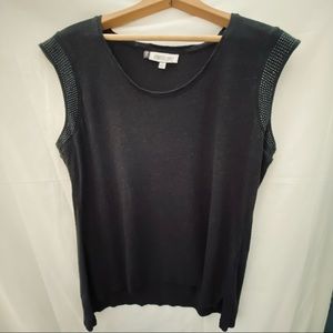 Jennifer Lopez Sleeveless Top with Embellished Arm Openings Size Large